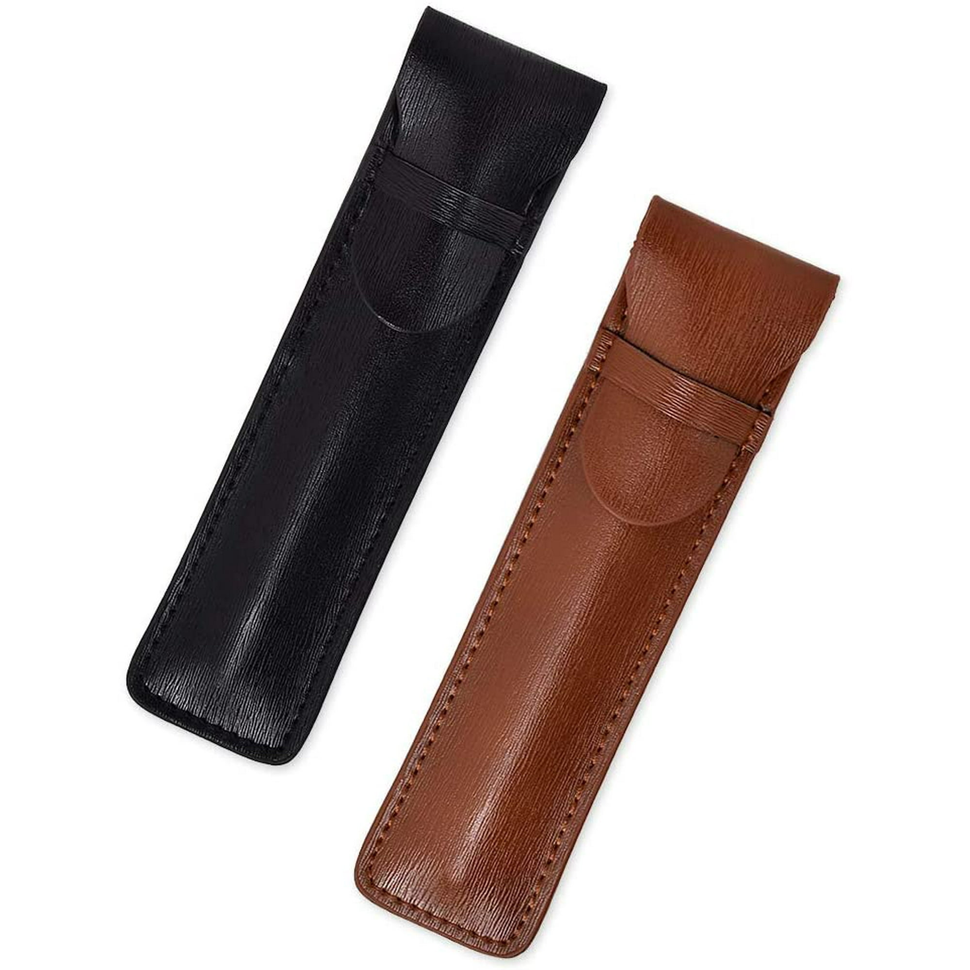 Black and Brown DS DISTINCTIVE STYLE Pen Pouch with Clasp 2 Pieces PU Leather Single Fountain Pen Case Protective Pen Sleeve Black and Brown DS DISTINCTIVE STYLE Pen Pouch with Clasp 2 Pieces PU Leather Single Fountain Pen Case Protective Pen Sleeve